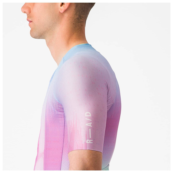 Maillot CASTELLI R-A/D fucsia y azul claro: comodidad y estilo para ciclistas