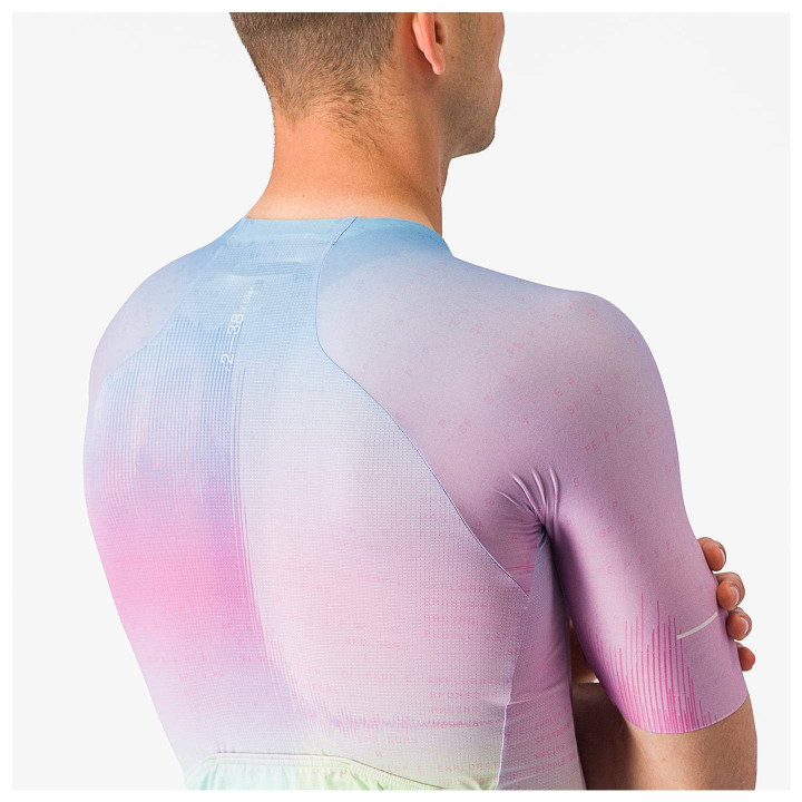 Maillot CASTELLI R-A/D fucsia y azul claro: comodidad y estilo para ciclistas