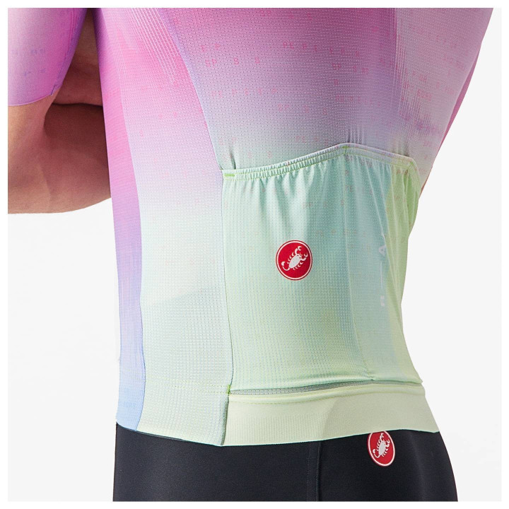 Maillot CASTELLI R-A/D fucsia y azul claro: comodidad y estilo para ciclistas