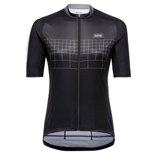 Maillot de ciclismo corto para mujer Grid Fade 2.0 en negro, cómodo y fresco
