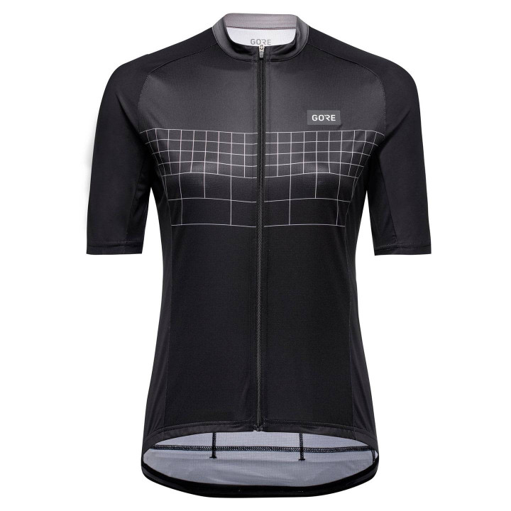 Maillot de ciclismo corto para mujer Grid Fade 2.0 en negro, cómodo y fresco