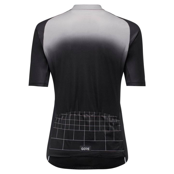 Maillot de ciclismo corto para mujer Grid Fade 2.0 en negro, cómodo y fresco