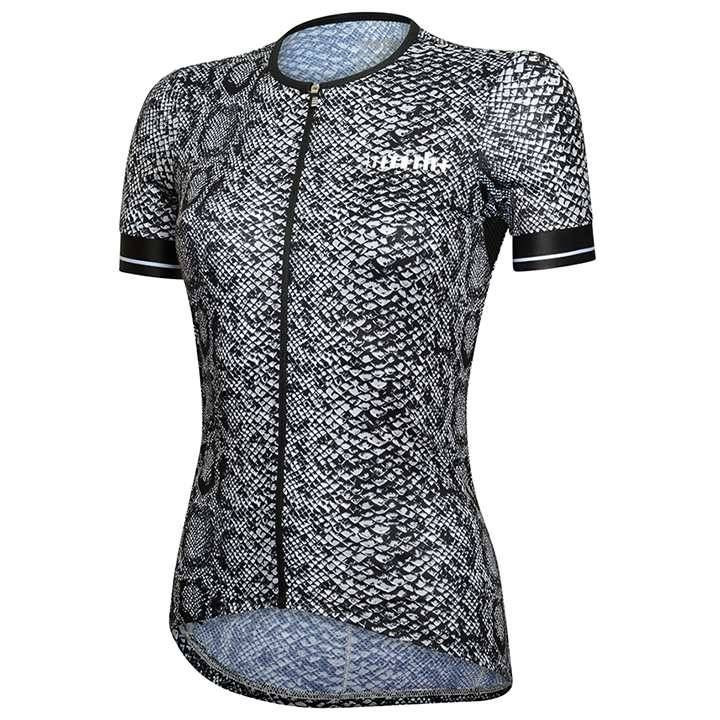 Maillot de ciclismo corto para mujer RH+ Fashion en negro y blanco, cómodo y fresco