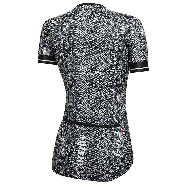 Maillot de ciclismo corto para mujer RH+ Fashion en negro y blanco, cómodo y fresco