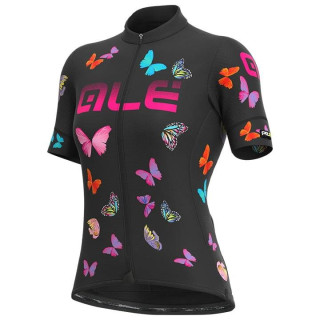 Maillot corto de ciclismo para mujer ALÉ en negro con diseño de mariposas