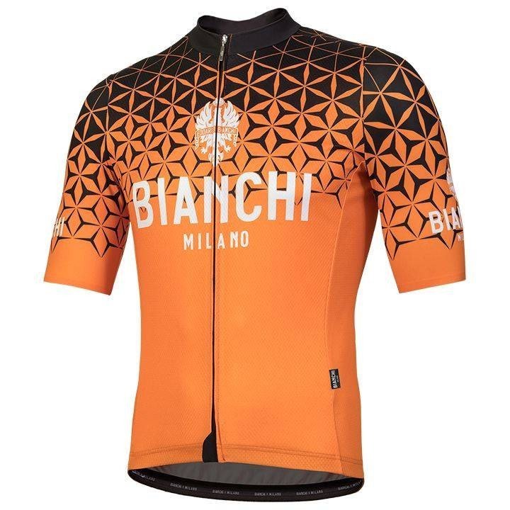 Maillot corto Conca naranja-negro de Bianchi Milano para ciclistas cómodos y con estilo