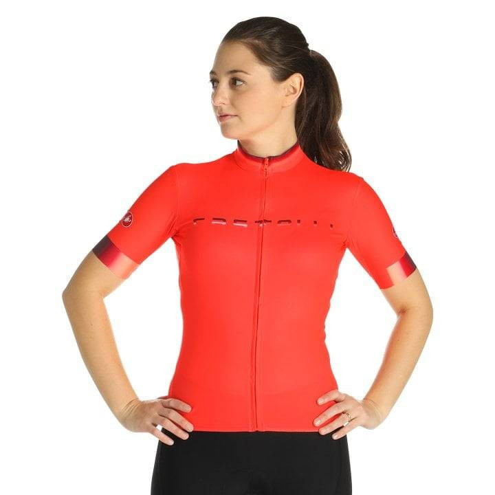 Maillot corto mujer Castelli Gradient rojo: estilo y confort para tus rutas en bici