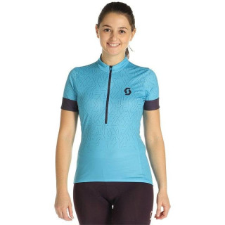 Maillot corto de ciclismo SCOTT para mujer en lila y azul, comodidad y estilo en cada ruta