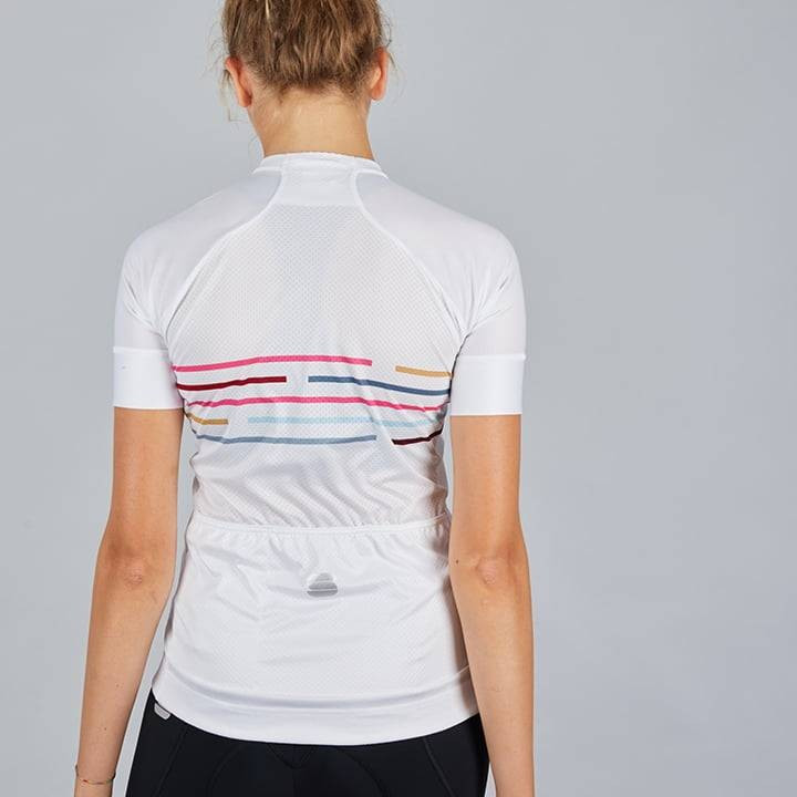 Maillot de ciclismo corto para mujer Vélodrome en blanco, comodidad y estilo en cada ruta