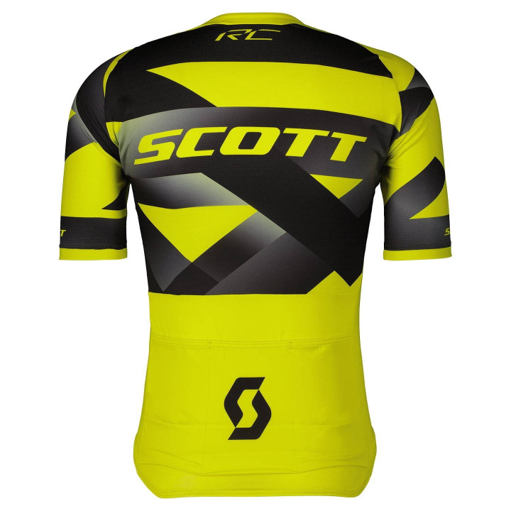 Maillot corto SCOTT RC Premium Climber amarillo y negro, ideal para ciclistas de montaña