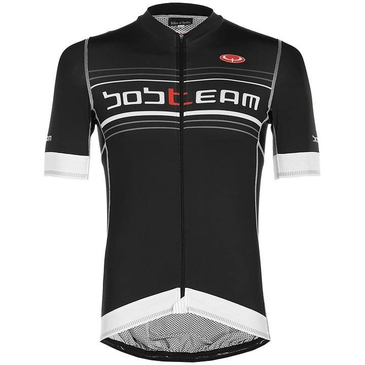 Maillot corto BOBTEAM Scatto en negro y blanco, ideal para ciclistas con estilo