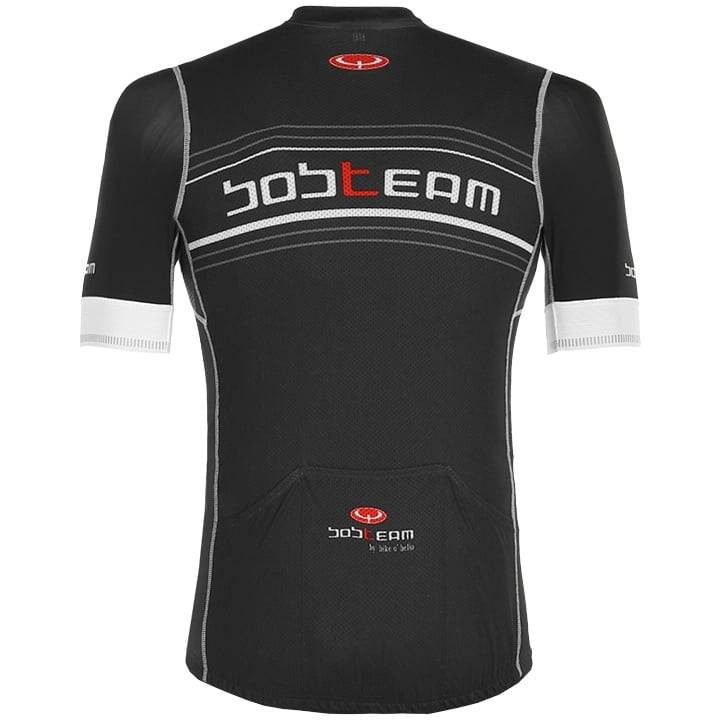 Maillot corto BOBTEAM Scatto en negro y blanco, ideal para ciclistas con estilo