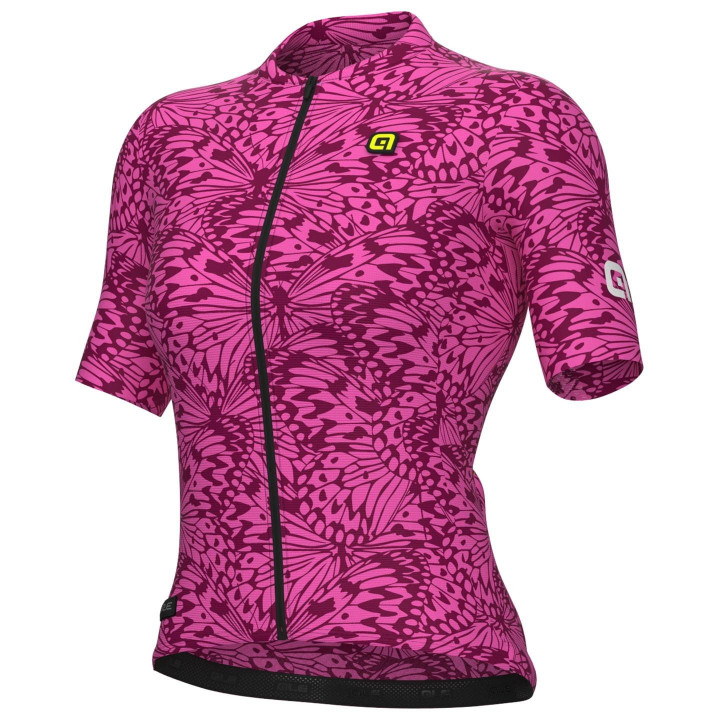Maillot de ciclismo corto para mujer en fucsia neón, estilo y comodidad para tus rutas
