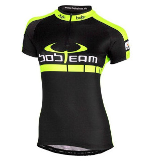 Maillot de ciclismo corto para mujer en negro y amarillo neón de BOBTEAM