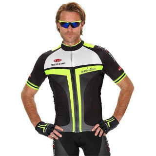 Maillot corto BOBTEAM Evolution 2.0 en negro y amarillo neón para ciclistas cómodos y con estilo