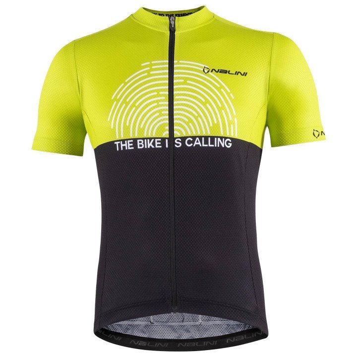 Maillot corto NALINI San Diego en negro y amarillo neón para ciclistas cómodos y con estilo