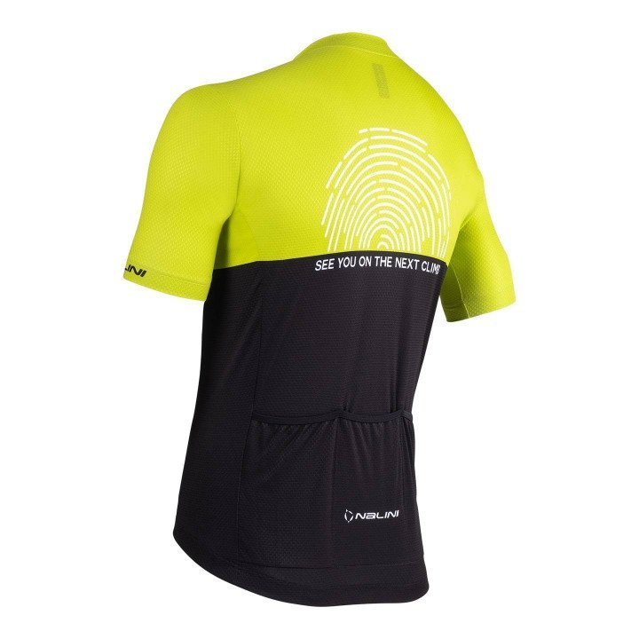 Maillot corto NALINI San Diego en negro y amarillo neón para ciclistas cómodos y con estilo