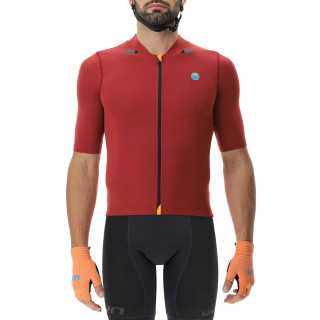 Maillot corto UYN Lightspeed rojo y negro para ciclistas cómodos y con estilo