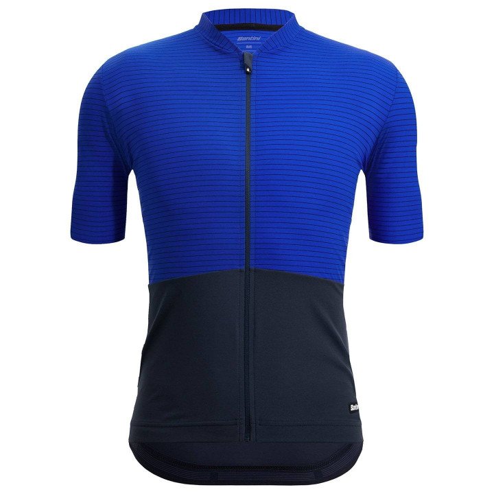 Maillot corto SANTINI Colore Riga azul y negro: estilo y comodidad para tus rutas en bicicleta