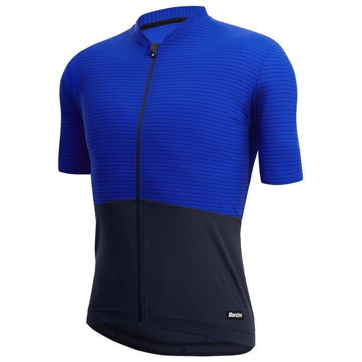 Maillot corto SANTINI Colore Riga azul y negro: estilo y comodidad para tus rutas en bicicleta