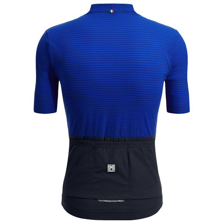 Maillot corto SANTINI Colore Riga azul y negro: estilo y comodidad para tus rutas en bicicleta