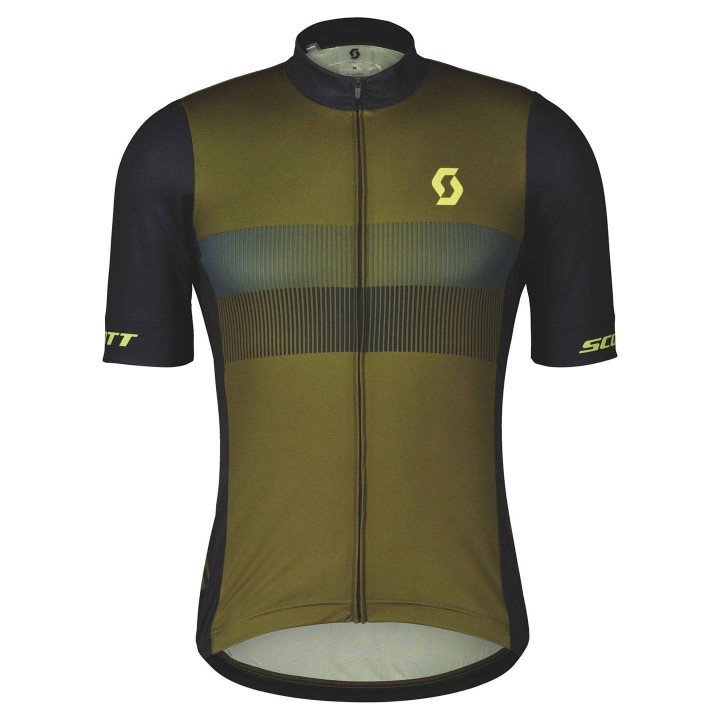 Maillot corto SCOTT RC Team 10 en verde y amarillo para ciclistas que buscan estilo y comodidad