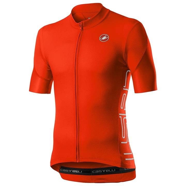 Maillot corto naranja CASTELLI Entrata V: comodidad y frescura para tus rutas en bici