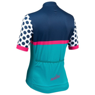 Maillot de ciclismo corto para mujer NALINI en azul oscuro y turquesa, cómodo y funcional