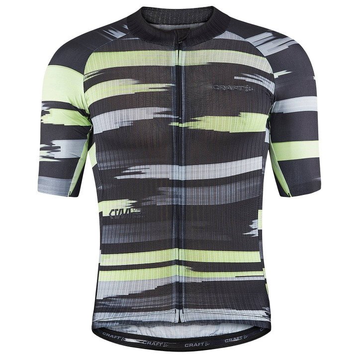 Maillot CRAFT CTM Summer Aero negro y amarillo neón, ideal para ciclistas