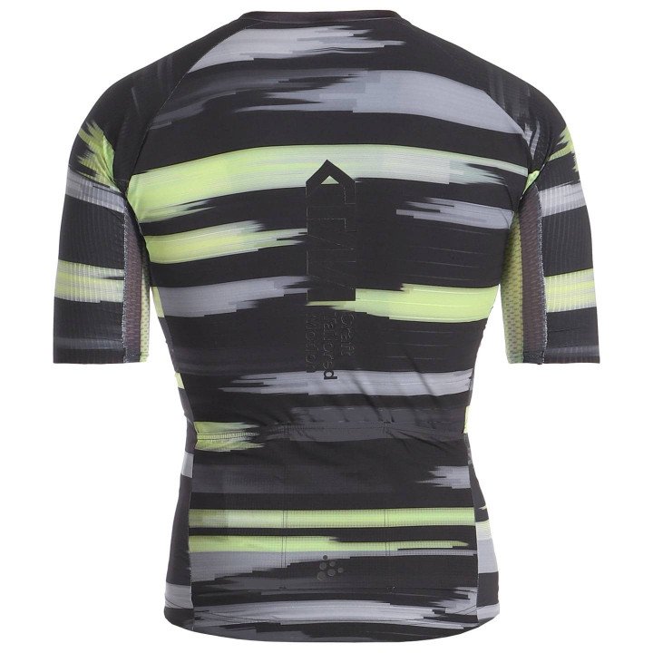 Maillot CRAFT CTM Summer Aero negro y amarillo neón, ideal para ciclistas