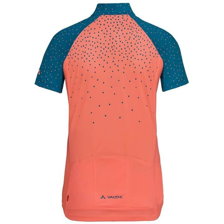 Maillot corto mujer VAUDE Dotchic II en rojo y azul, comodidad y estilo para tus rutas