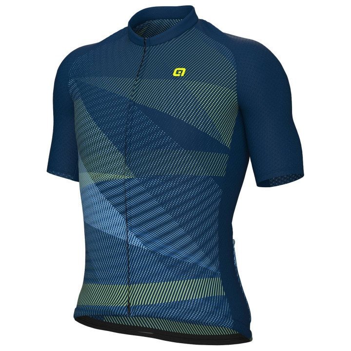 Maillot corto ALÉ Connect en verde y azul para ciclistas que buscan frescura y estilo