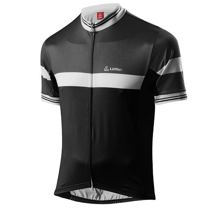 Maillot corto LÖFFLER en negro y blanco para ciclistas que buscan estilo y comodidad