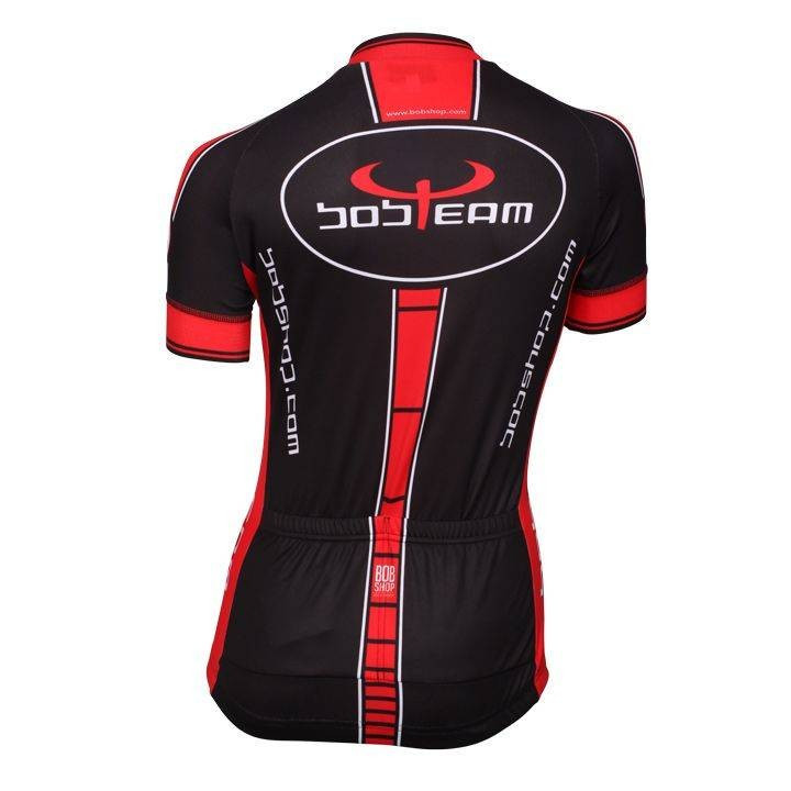 Maillot corto mujer BOBTEAM Infinity rojo y negro, comodidad y estilo para ciclistas