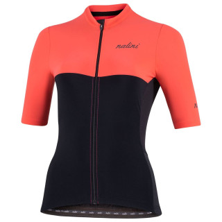 Maillot corto NALINI para mujer en naranja y negro, ideal para ciclistas
