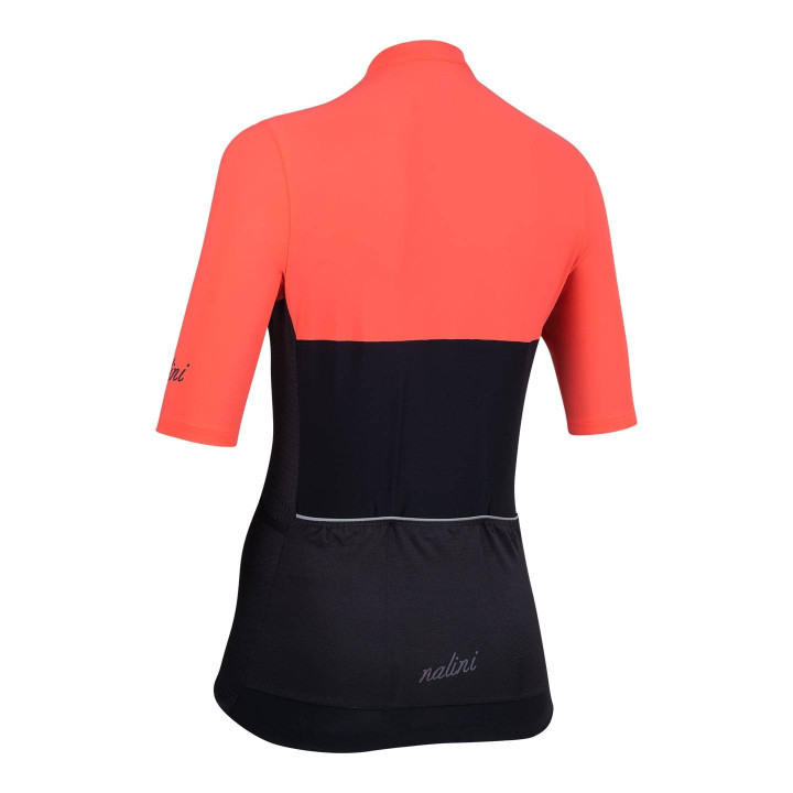 Maillot corto NALINI para mujer en naranja y negro, ideal para ciclistas