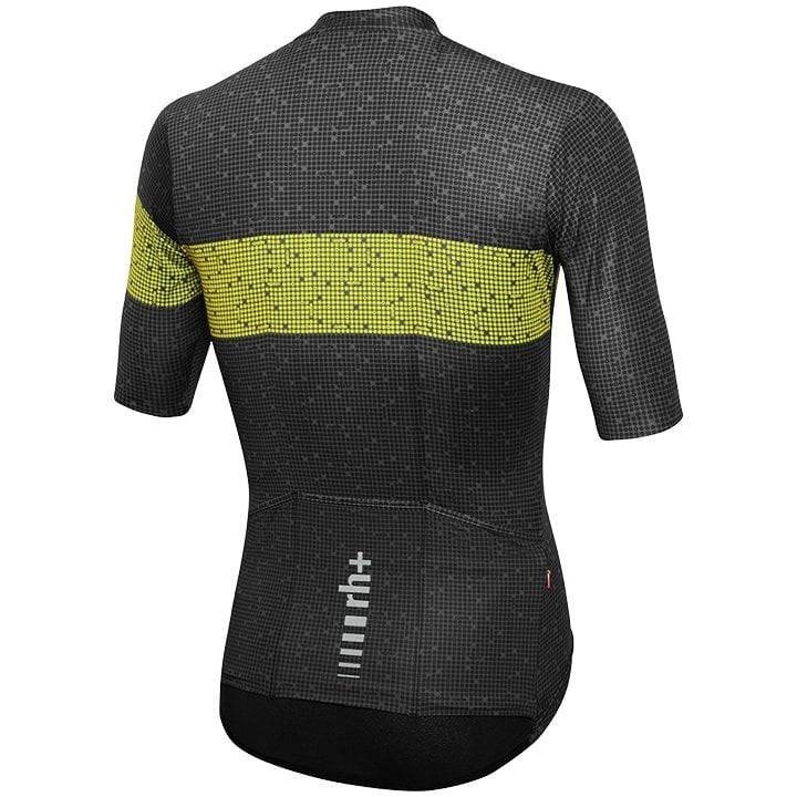 Maillot corto RH+ Pixel Super Light en amarillo y negro para ciclistas que buscan estilo y comodidad